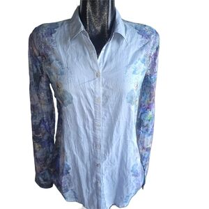 Tristan Blue and Purple Floral Button Down Shirt M